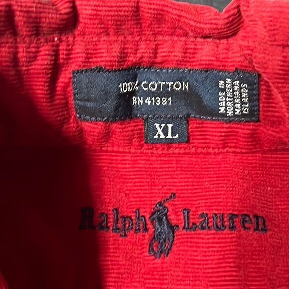 🔥POLO RALPH LAUREN Red Corduroy Pattern Button Shirt - GUC - XL (fits Bigger) - Picture 8 of 10